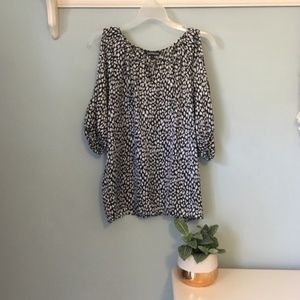 Express Leopard Print Cold Shoulder Blouse